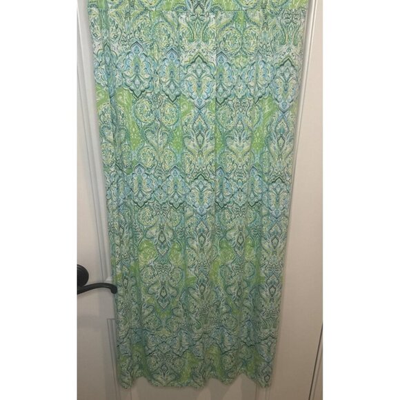 J Jill Blue Green Paisley Print Sleeveless Knit Maxi Dress Sz M Vacation Travel - Picture 3 of 10